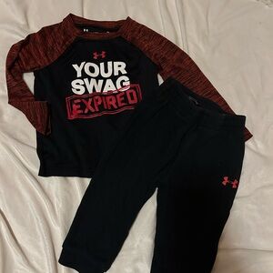 Under Armour Kids Black and Red Sweatpants Set